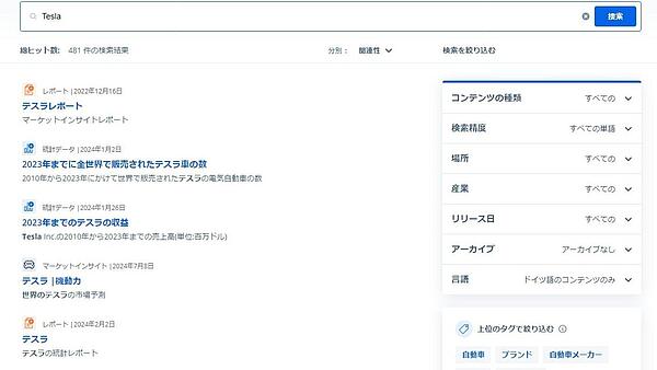 検索ボックスtesla