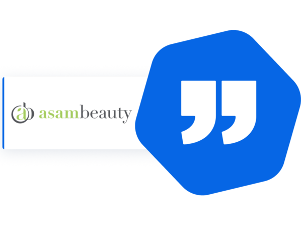 Asambeauty logo and quotation mark